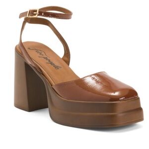 FREE PEOPLE Made In Italy Leather Double Stack Platform Mary Janes Heels